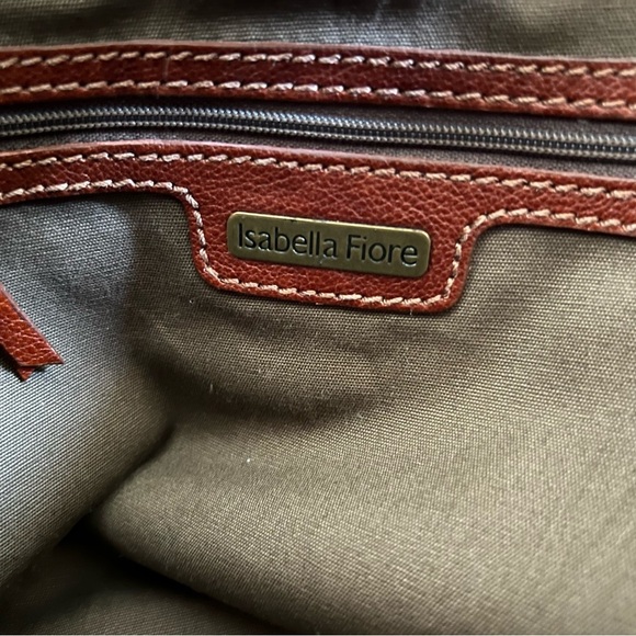 Isabella Fiore Leather Beaded Embellished Oversized Clutch Tote Handbag - Picture 8 of 8